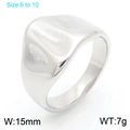 Silver irregular molten lava ring in titanium steel, 15mm width polished finish - US 6 / Steel Color (KR110695-K)
