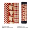 Kraft paper Christmas gift wrap rolls featuring red reindeer, stripes and plaid patterns - 3-Piece Set / 0.43*3M*3 Rolls