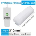 Set of 24 clear replacement straws for 40oz tumblers, 12.2 inch length PP material - 310mm*OD 8mm*ID 6mm (24 PP Straws/Bag)