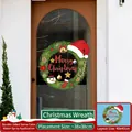 Pegatina estática corona de Navidad 38x38cm con muñeco de nieve para decoro festivo - Corona navideña