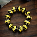 Handcrafted wooden bead bracelet with cute yellow bee faces and black stripes for kids - Bee Pattern