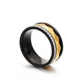 Fashionable black and gold stainless steel ring with micro-pave crystals for men and women - US 6 / Black Gold Wave Zirconia Style (KR83019-KGC)