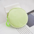 Round light green plush coin purse with matching plastic hook and soft fleece texture - 8cm / Light Green