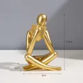 Abstract thinker figurine in matte gold finish for office or home shelf decor - Gold Right Reading