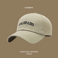 Gorra de béisbol de algodón caqui con bordado Colorado azul marino y visera curva - Caqui (Patrón COLORADO)