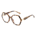 Tortoiseshell polygon TR90 frame with golden V detail and blue light blocking lenses - Tortoise Frame