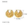 Detailed view of hammered 18K gold plated earrings with dimensions 21.2mm by 22.62mm - Hammered Open Hoop Style (YYE023238)