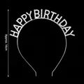 Serre-tête Happy Birthday argenté avec strass pour accessoire de fête, hauteur 16 cm - Serre-tête HB en Alliage d'Argent avec Strass