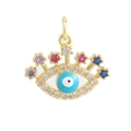 Detailed macro view of gold-plated evil eye pendant with multi-colored zircon stones - 13-Multi-color Evil Eye