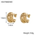 Elegant gold-plated geometric stainless steel earrings with dimensions and weight data - Gold Multi-layer Coiled Earrings (HE47988DW0)