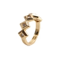 Anello aperto geometrico placcato in oro 18K con pietre di zircone scintillanti - Aperto Regolabile / Stile con cornice quadrata geometrica dorata (CR0310DX)
