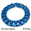 Blauwgecoate stalen Cubaanse schakelarmband voor heren, 210x15mm en 67g gewicht - Blauw / 20cm
