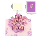 3D pop-up card featuring purple hydrangea and butterflies with matching envelope and insert - Flower & Butterfly (Purple Cover)