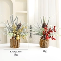 Mini sapin de Noël artificiel PE avec ornements dorés et base en bois naturel - Ensemble Combo 1 (Boule Rouge + Or)
