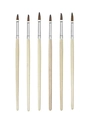 Set of 6 professional nail art liner brushes with cream handles for detailed painting - Natural Wood Color Carving Brushes (6Pcs)