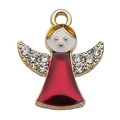 Ciondolo angelo in smalto con vestito rosso e ali di strass per gioielli natalizi DIY - Stile Angelo di Natale (12532) / 1 Pezzo (18x21mm) / Rosso