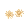 Boucles d'oreilles puces fleurs marguerites dorées avec texture de pétales détaillée - Style Grand Tournesol Mat (8#)