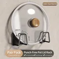 Wall-mounted charcoal black carbon steel pot lid racks for kitchen storage - Carbon Steel / One Pair / Charcoal Black