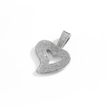 Collana a catena cubana argento con ciondolo a cuore in cristallo su sfondo bianco - Ciondolo singolo argentato (senza catena)