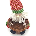 Panier à bonbons gnome de Noël avec chapeau rayé et base de rangement en bambou marron - Père Noël