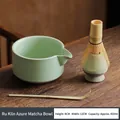 Japanese Matcha whisk set with sky blue ceramic bowl and bamboo accessories - Celadon Blue Ru Kiln Matcha Bowl 4-Piece Set