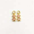Ciondolo a doppia stella dorata con zircone rosa per creazione gioielli fai-da-te chic - Rosa