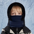 Kids navy windproof balaclava with black faux fur lining and mountain sport logo - Navy Blue (Kids)