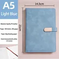 Light blue A5 business notebook with premium PU leather cover and magnetic metal buckle - A5 (With Buckle / 100 Sheets) / Light Blue