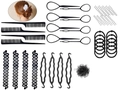 Black hair styling tool set with tail combs, hair loops, and pins for bun making - New Style