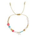 Adjustable beaded bracelet with imitation pearls and gold letter A star heart charms - Letter A Style (ZZ-B24061901A-F)