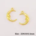 Golden crescent moon face charms in alloy metal for DIY jewelry making 22x15mm - XK1517#