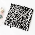 Elegant silver-grey square scarf featuring classic black leopard print with satin finish - Gray Leopard Print