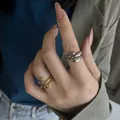 Minimalistische offene Ringe in Wassertropfenform in Gold und Silber für Layering-Looks - Einstellbar Offen / Silber