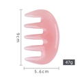 Pink resin massage scalp comb showing dimensions 9cm by 5.6cm and weight 47g - Five-Tooth Massage Comb / Pink