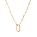Collar de cadena de clip bañado en oro de 14k con colgante rectangular de cuentas - Collar Ajustable con Marco Rectangular de Cuentas (No. 2)