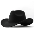 Detail of black felt cowboy hat featuring wide brim and classic western crown structure - M (56-58cm) / Black