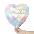 Heart-shaped Mother's Day foil balloon with colorful watercolor patterns and gold lettering - Rainbow Heart Mother's Day Style