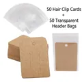50 sets of kraft paper earring cards and transparent plastic self-sealing display bags - 7x10cm Brown Hairpin Card Set (50Pcs)