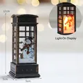 Retro LED Christmas snowman telephone booth decorative lamp in bronze finish 12cm - Golden Telephone Snowman
