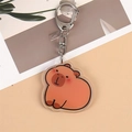 Porte-clés Capybara mignon en acrylique avec motif de dessin animé et fermoir argenté - Style 10 [N° B242]