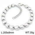 Polished silver heart-shaped link bracelet in titanium steel with adjustable chain - Heart Link (KB185408-KJX) / Silver