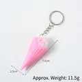 Pink and white cream ice cream cone keychain pendant made of resin with silver ring - Pink Cone-Pink & White Double Scoop (Keychain)