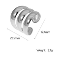 Misurazione dettagliata di dimensioni e peso dell'anello aperto triplo argento - Color Acciaio