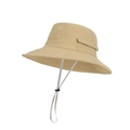 Beige outdoor sun hat with wide brim and adjustable drawstring for fishing and camping - Khaki
