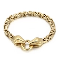 Pulsera bizantina de acero de titanio dorado con cierre detallado de doble cabeza de serpiente - Dorado / 21.5cm