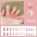 Coffret de 24 faux ongles amande à dégradé rose et motif à carreaux style fille douce - Dégradé Rose Quadrillé (A3239 Style Colle)