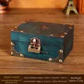 Vintage emerald green wooden jewelry box with antique metal corners and traditional lock - Square Emerald - Joyful Door Lock