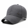 Men's dark grey baseball cap with textured fabric and metallic wing logo side detail - Gray / Adjustable