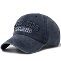 Verwaschene Baumwoll-Baseballkappe in Navy mit Zypern-Stickerei und Fransen-Patch - Verstellbar / Marineblau