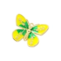 Detailed close-up of yellow and green enamel butterfly pendant with gold floral pattern - Yellow-Green